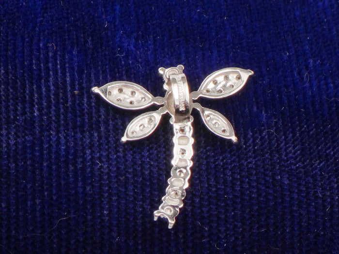 Pre-Owned 10k White Gold Diamond Dragonfly Pendant, Good Luck Pendant