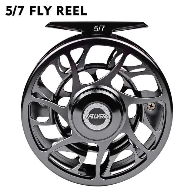 Mandotos Precision Fly Caster Reel with metal handle and spool, designed for smooth fly fishing casting.