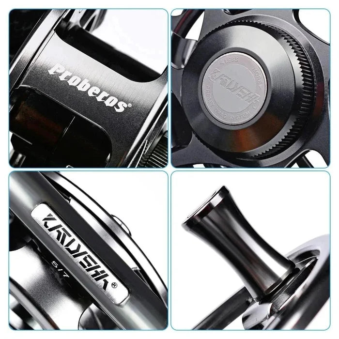Mandotos Precision Fly Caster Reel with metal handle and spool for smooth casting and durability in fly fishing.