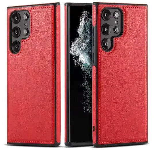 Mandotos PU leather phone case with sleek design, featuring precise cutouts and a secure fit for smartphones.