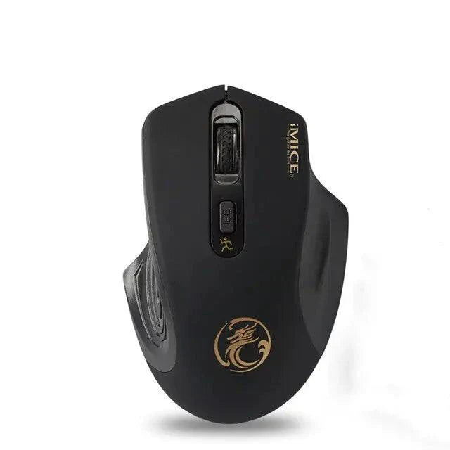 Mandotos QuietFlex wireless mouse with ergonomic design and smooth scrolling, visible on a clean workspace.