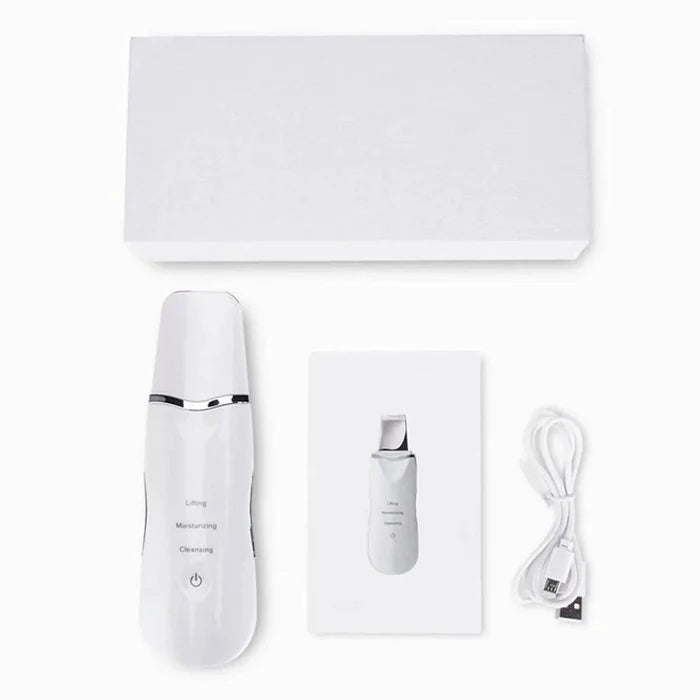 Mandotos RadiantGlow Ultrasonic Skin Scrubber for deep cleansing and skin revitalization, shown in a close-up image.