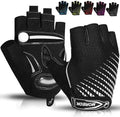 Mandotos RideGuard half-finger cycling gloves with padded palms and breathable fabric for comfortable bike riding.