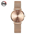 Rose gold stainless steel ladies' watch by MANDOTOS with a sleek round face and elegant bracelet design.