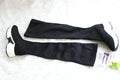 Mandotos round toe sports high heel over-the-knee boots in black with sleek design and chunky heel.