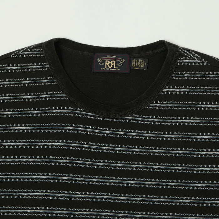 RRL Striped Jacquard T-Shirt - Indigo Black