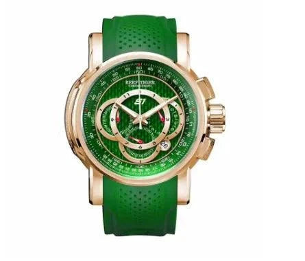 Mandotos RT men's rose gold luxury sport watch with a sleek round dial and metal bracelet on a white background.