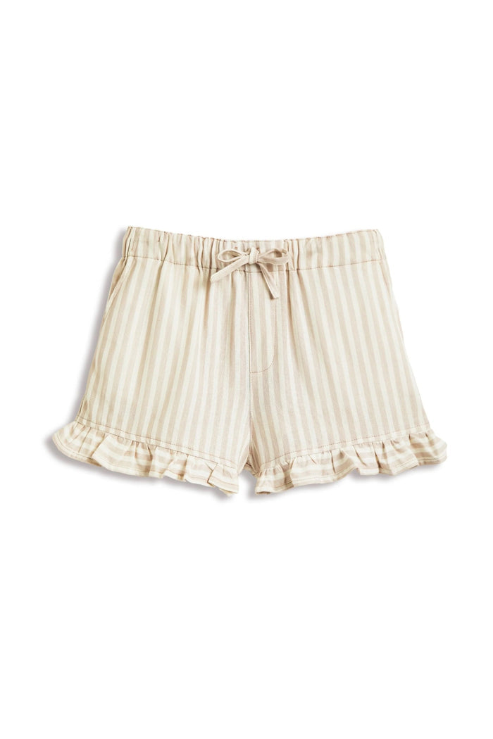 Ruffle Hem Short | Tan Stripe