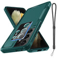 Mandotos International Samsung Galaxy S21 Ultra rugged full body case with glass screen protector and lanyard attached.