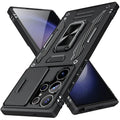 Mandotos Samsung Galaxy S23 Ultra case with camera shield and versatile ring stand for protection and easy grip.