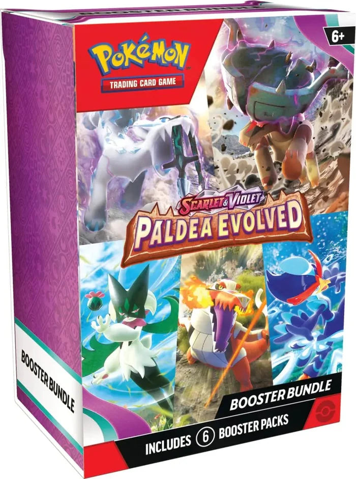 Mandotos International Scarlet & Violet Paldea Power-Up Bundle with Pokémon trading cards and accessories on a white background.