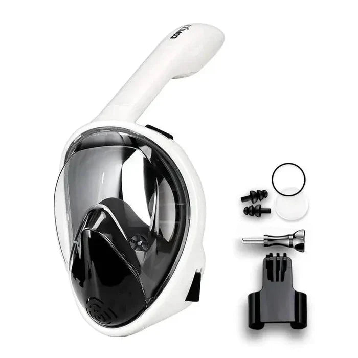 Mandotos seamless snorkel dive mask with clear lens and adjustable strap, designed for comfortable underwater swimming.