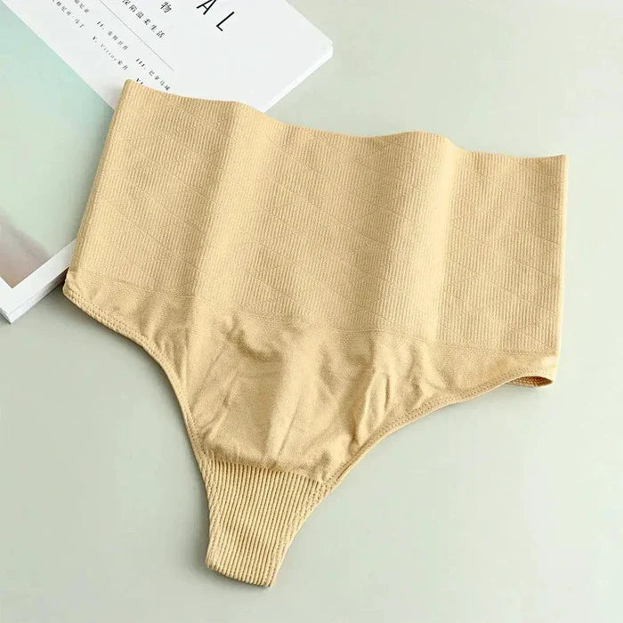 Mandotos seamless thong for women, lightweight and comfortable, shown in black fabric with minimal design.