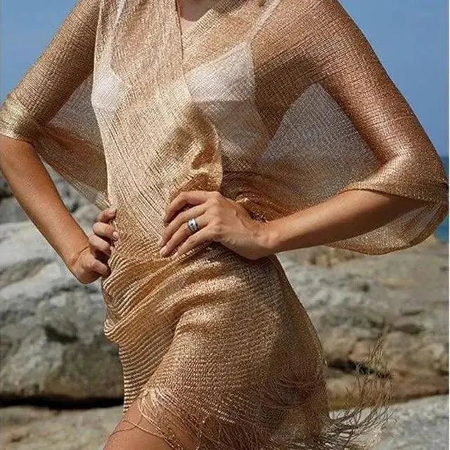 Mandotos Seaside Elegance women's cover-up in lightweight fabric, featuring a flowing design and beach-ready style.