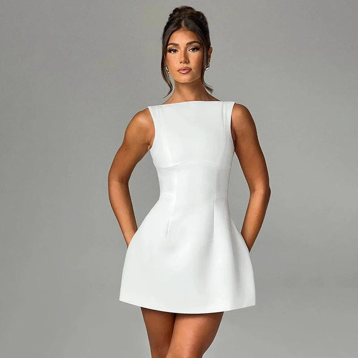 Mandotos sexy slim-fitting backless summer dress, sleeveless short dress with a stylish, flattering fit for warm weather.