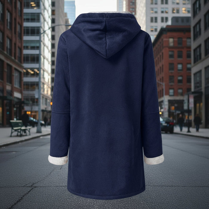 Sherpa-Lined Duffle Toggle Jacket with Hood — Warm Hooded Fleece Coat