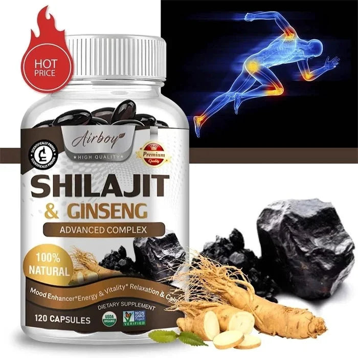 Mandotos Shilajit natural energizer supplement with dark resin-like appearance, used for body rejuvenation, mental clarity, and immune support.