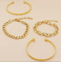 Mandotos C-shaped hollow chain bracelet set featuring simple, smooth design with multiple bracelets for a stylish accessory.