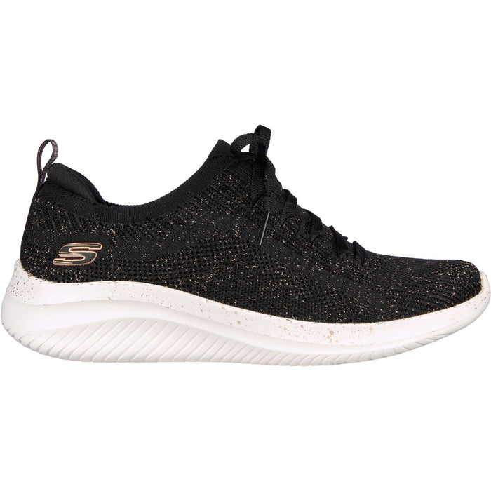 Skechers Womens Ultra Flex 3.0 - Let's Dance 149865-BKRG Black/Rose Gold Slip On Shoes