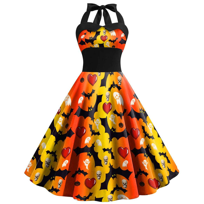 Skull Spider Web Halloween Dress