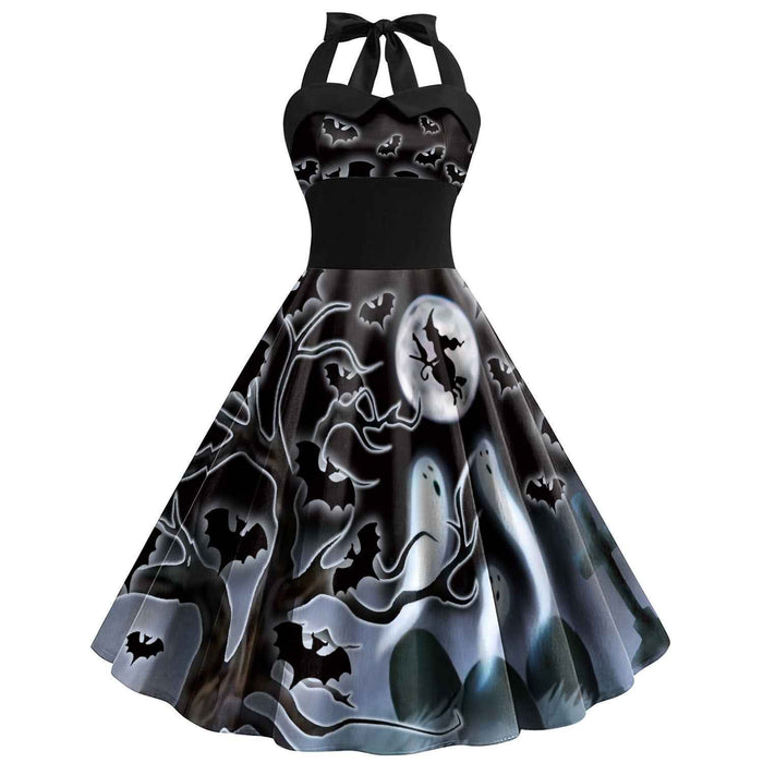 Skull Spider Web Halloween Dress