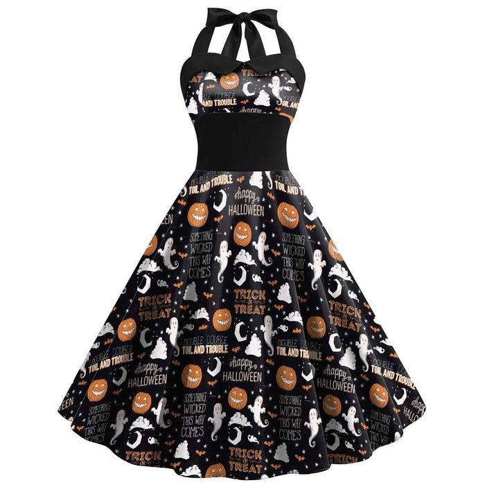 Skull Spider Web Halloween Dress