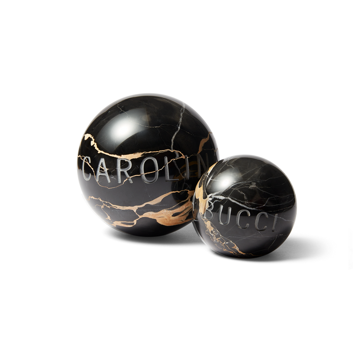 Large and Small Carrara Marble Portoro on white background