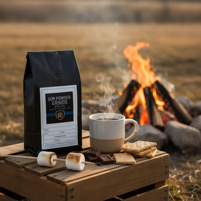 Gun Powder Grinds S'mores with steaming mug