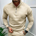 Mandotos men's solid color zipper sweatshirt with fleece lining, long sleeves, suitable for autumn and winter wear.