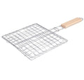 Stainless Steel Outdoor Grill Basket Wooden Handle Square