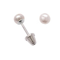 Sterling Silver Screw-Back White Pearl Earrings for Children