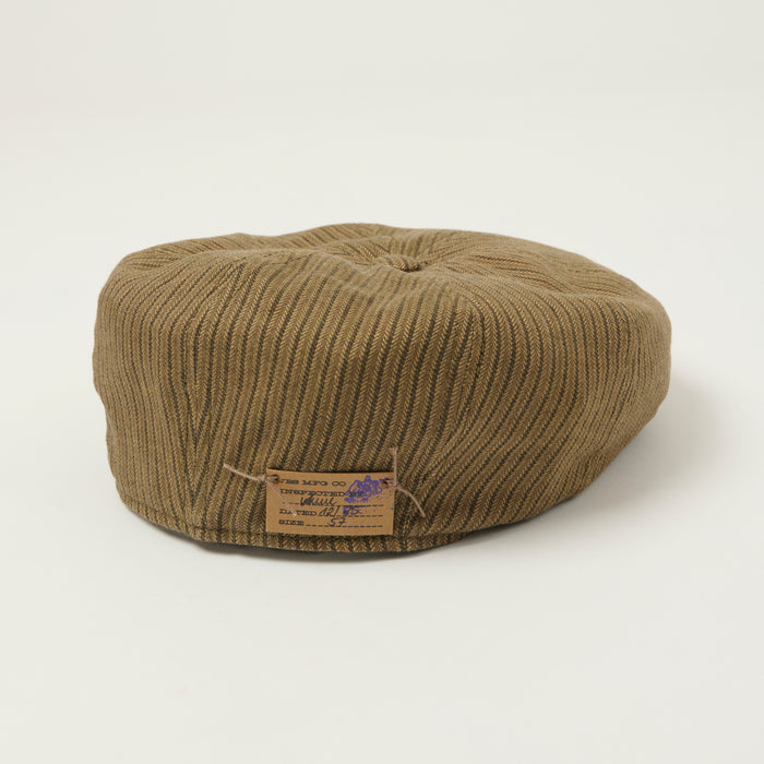 Stetson 8 Panel Cotton/Linen Flat Cap - Olive Stripe