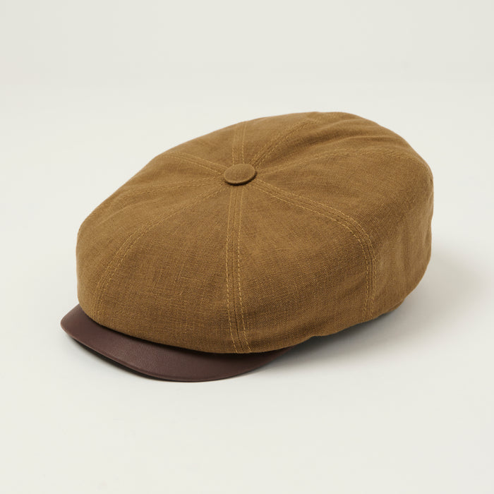 Stetson Cotton/Linen Hatteras Waxed Flat Cap - Brown