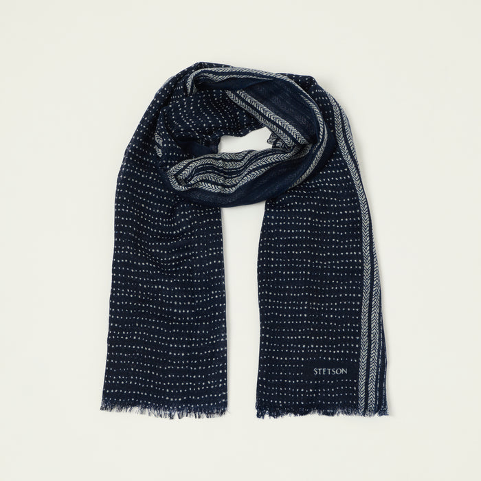 Stetson Geometric Summer Scarf - Navy