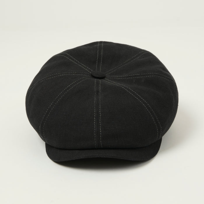 Stetson Hatteras Linen Flat Cap - Jet Black