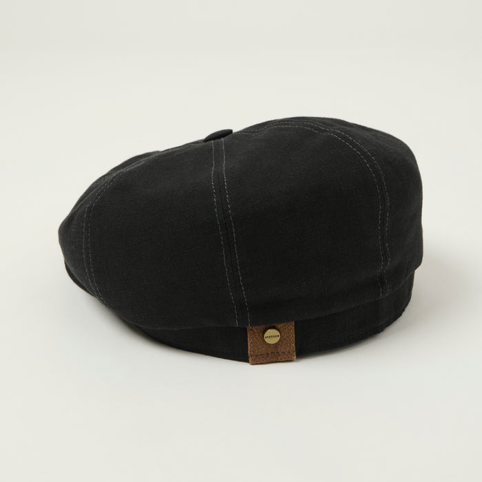 Stetson Hatteras Linen Flat Cap - Jet Black