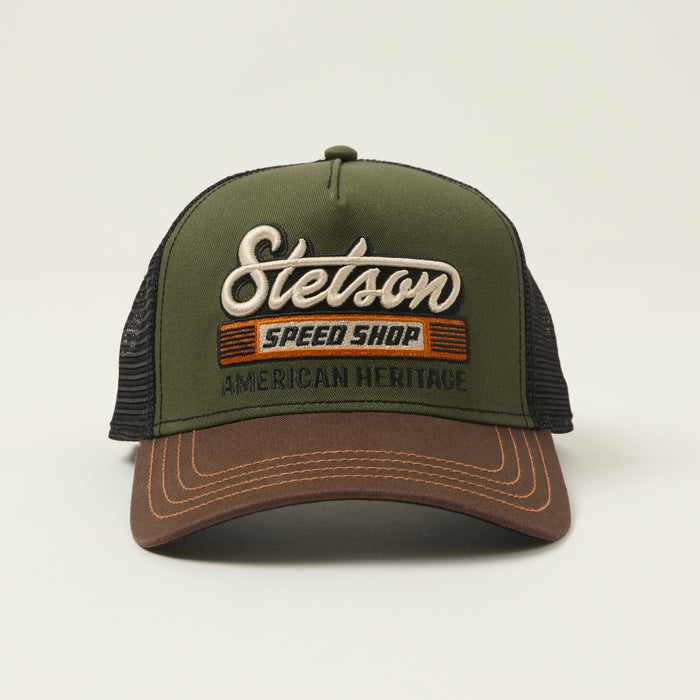 Stetson 'Speed Shop' Trucker Cap - Olive/Brown