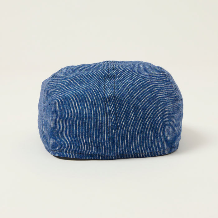 Stetson Texas Linen Stripe Flat Cap - Blue