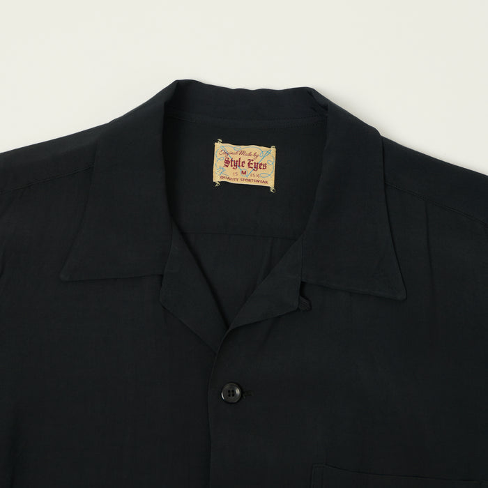 Style Eyes Short Sleeve Rayon Bowling Shirt - Black