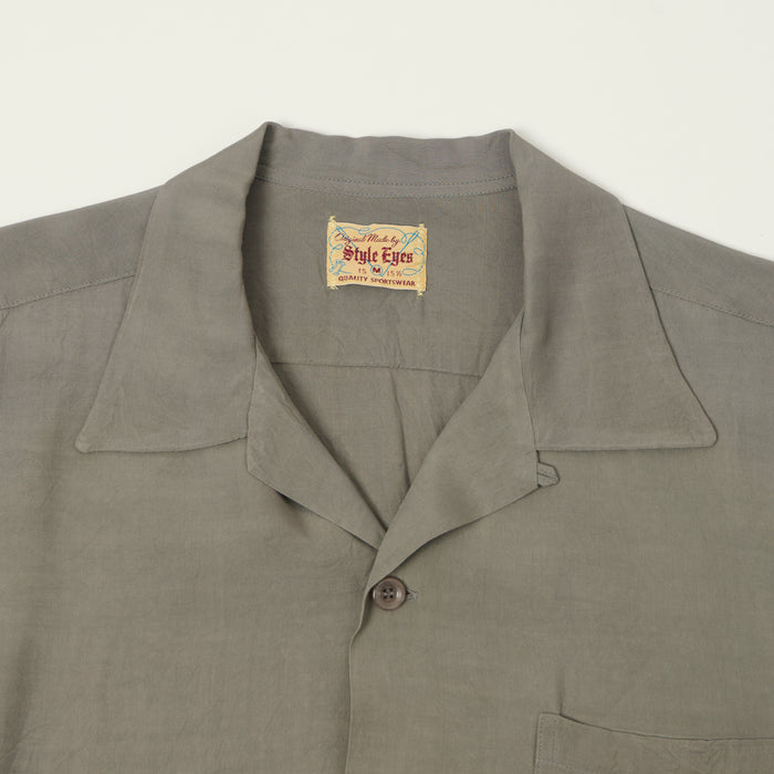 Style Eyes Short Sleeve Rayon Bowling Shirt - Grey
