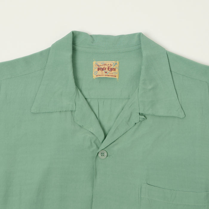 Style Eyes Short Sleeve Rayon Bowling Shirt - Mint Green