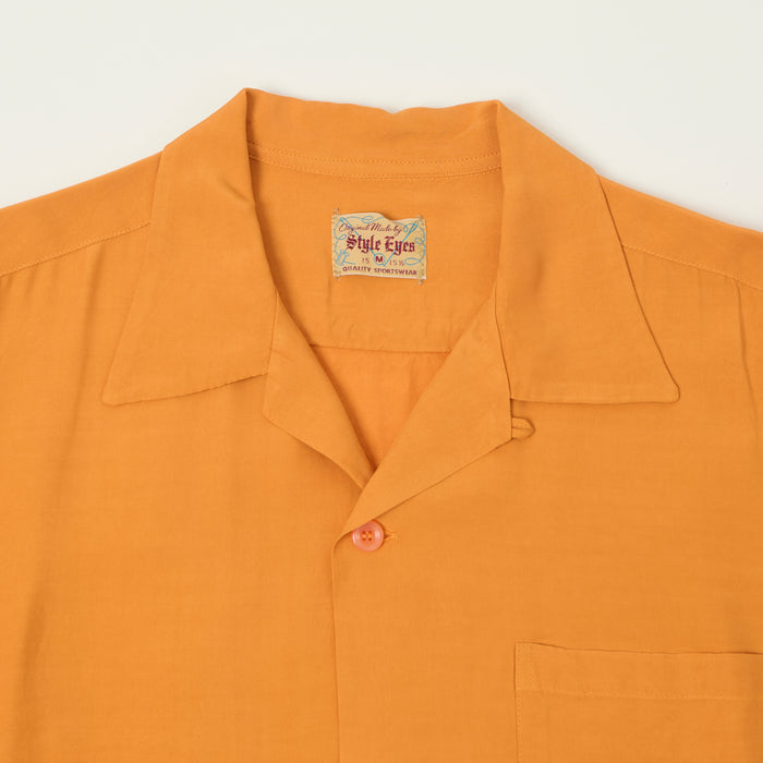 Style Eyes Short Sleeve Rayon Bowling Shirt - Orange