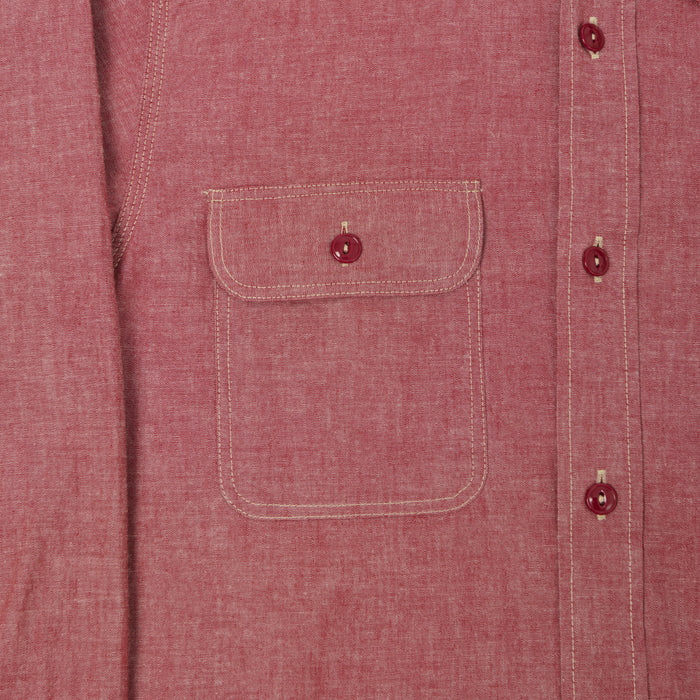 Sugar Cane Chambray Work Shirt - Red