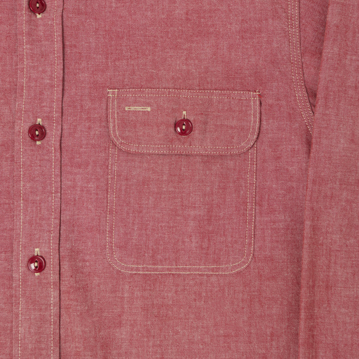 Sugar Cane Chambray Work Shirt - Red