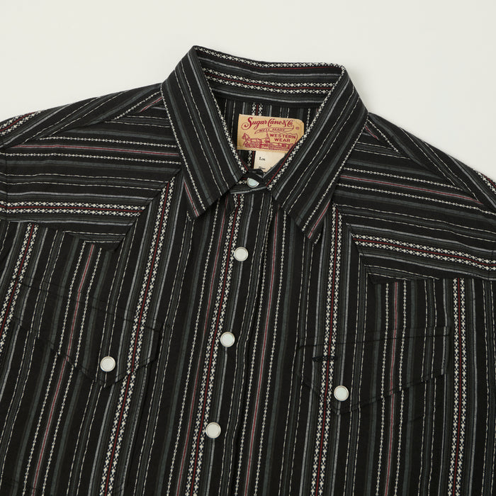 Sugar Cane Indigo Dobby Western Shirt - Black