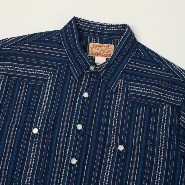 Sugar Cane Indigo Dobby Western Shirt - Navy