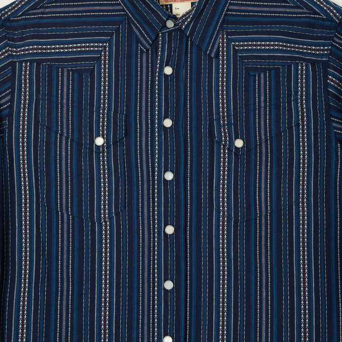 Sugar Cane Indigo Dobby Western Shirt - Navy