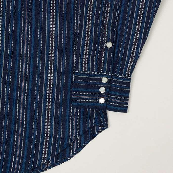 Sugar Cane Indigo Dobby Western Shirt - Navy