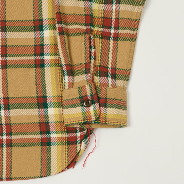 Sugar Cane Large Check Work Shirt - Beige