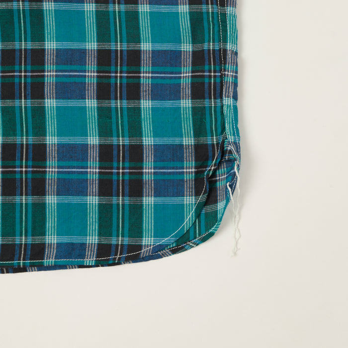 Sugar Cane Madras Button Down Short Sleeve Shirt - Blue